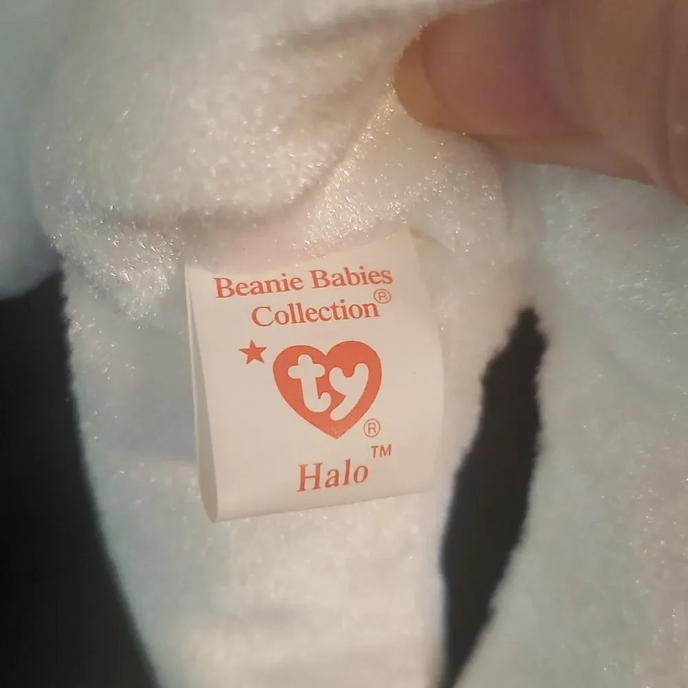 Vintage 1998 Ty Beanie Baby HALO the Angel Bear